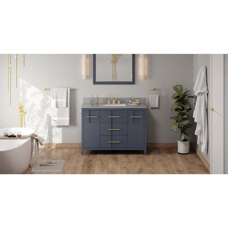 JEFFREY ALEXANDER 48In. Blue Steel Katara Vanity, Steel Grey Cultured Marble Vanity Top, Undermount Rectangle Bowl VKITKAT48BSSGR